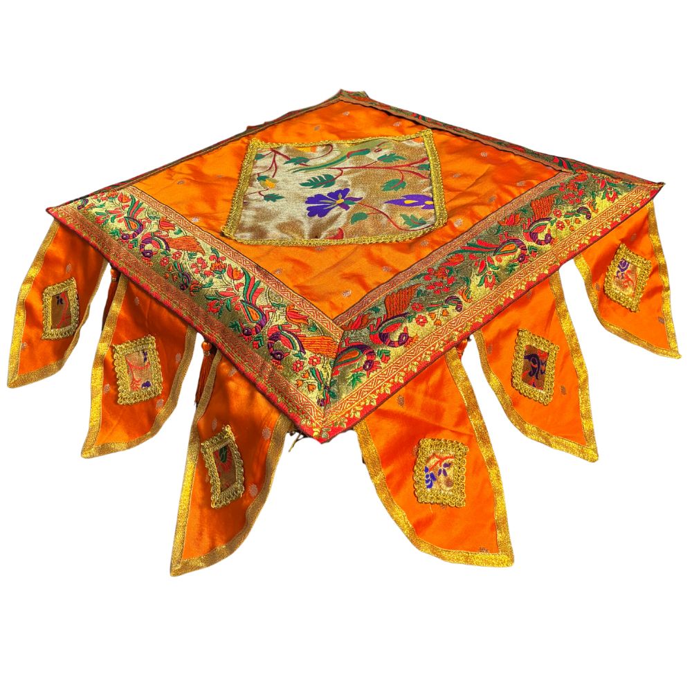 Decorative Paithani chouranga Cover | Peacock Motif Chowki Cover