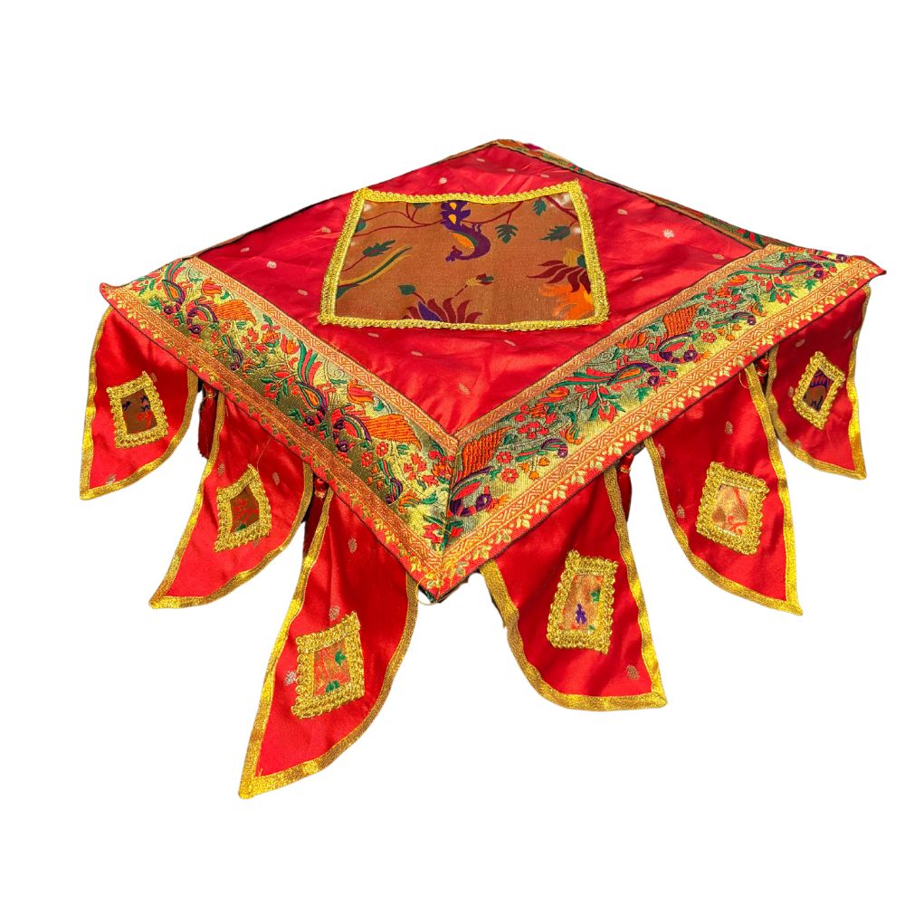 Decorative Paithani chouranga Cover | Peacock Motif Chowki Cover
