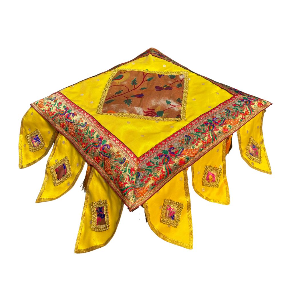 Decorative Paithani chouranga Cover | Peacock Motif Chowki Cover