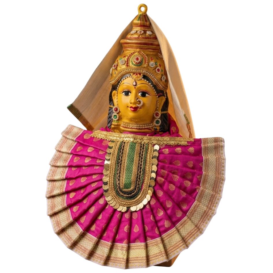 Decorative item with a face design on a white background